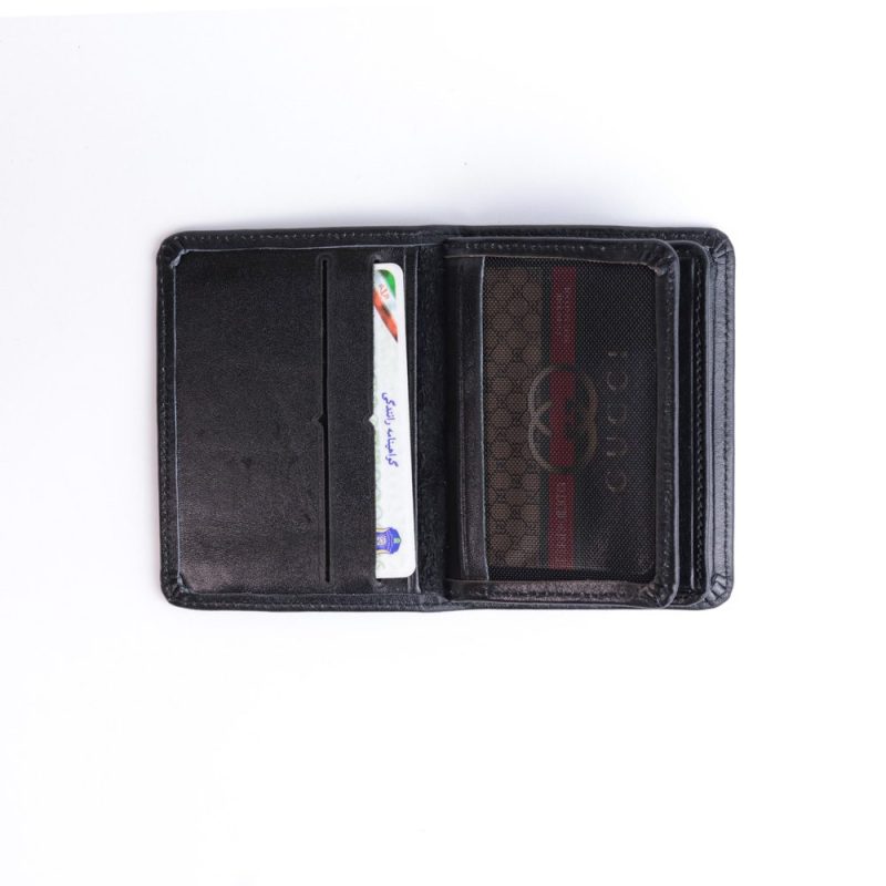 کیف جا کارتی چرم طبیعی گوچی مشکی کد 70