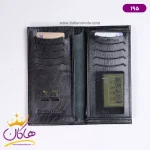 کیف پول کتی چرم مدل تالیپ کد ۱۹۵ مشکی باز شده