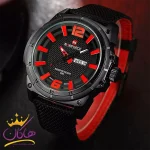 صفحه ساعت مردانه نیوی فورس بند برزنت مشکی قرمز 9066/1