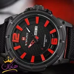 اندکس های ساعت مردانه نیوی فورس بند برزنت مشکی قرمز 9066/1