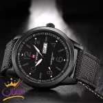 ساعت مردانه بند برزنت نیوی فورس تمام مشکی 9101/2 از نمای بغل