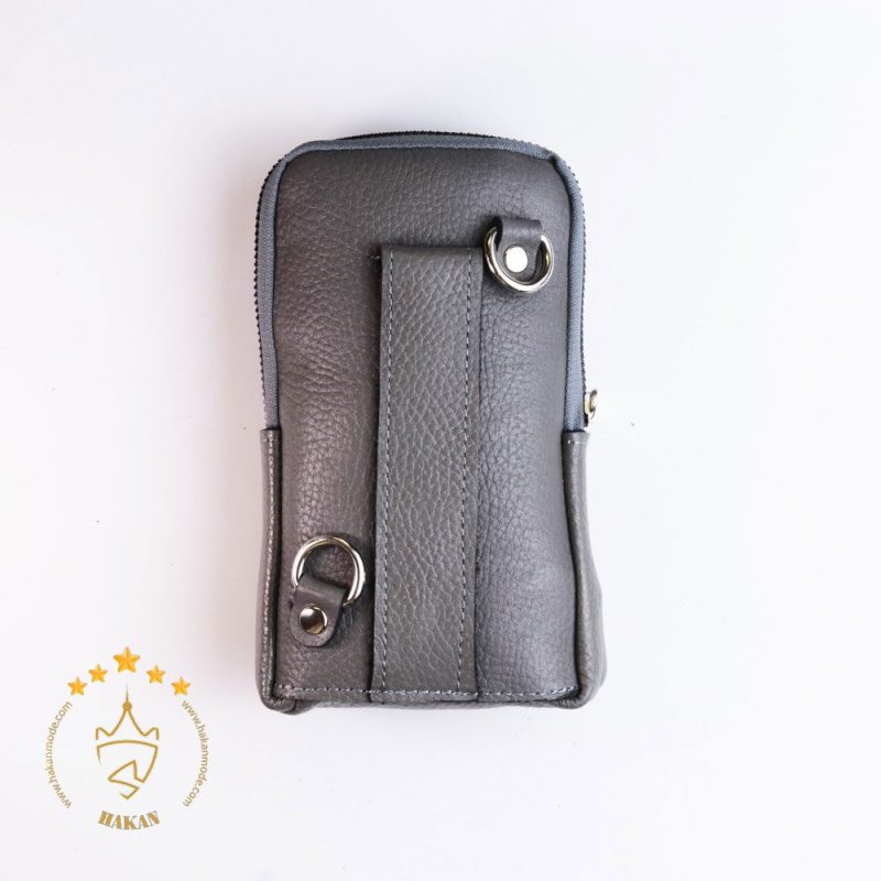 کیف چرم اصل بادی بگ چرمسال بزرگ خاکستری