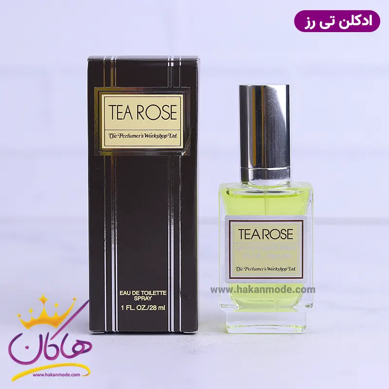 عطر ادکلن تی رز اصل 28 میل | Tea Rose 1 عطر ادکلن تی رز اصل 28 میل کنار جعبه