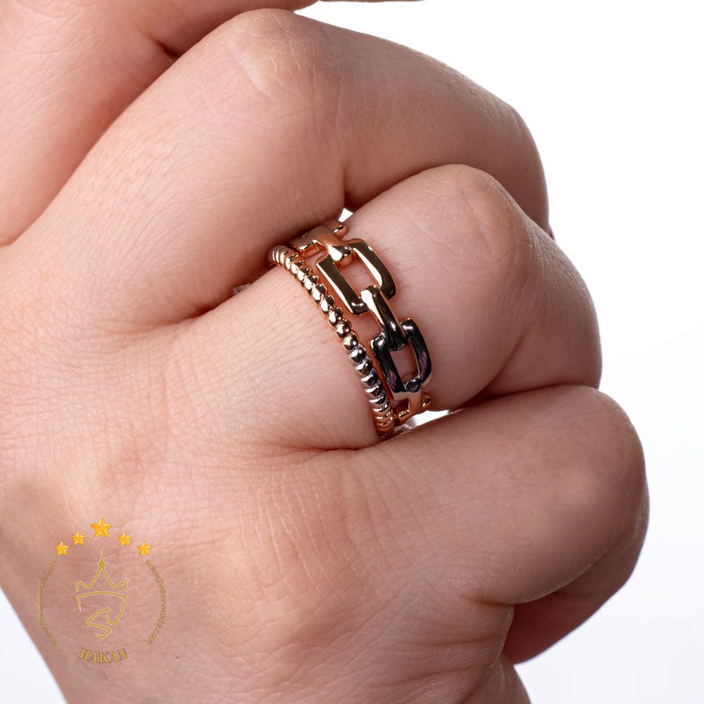 انگشتر زنانه طرح زنجیر دو لاین انگشتر زنانه طرح زنجیر دو لاین