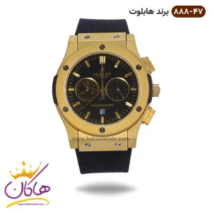 ساعت هابلوت کرنوگراف مردانه بند رابر مشکی طلایی