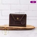 جا کارتی چرمی تالیپ چفتی قهوه ای