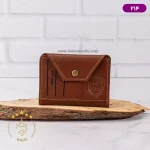 جا کارتی چرمی تالیپ چفتی عسلی