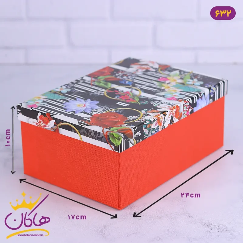 جعبه هدیه قرمز گل گلی