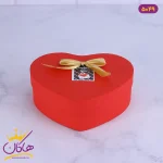 جعبه هدیه قلبی قرمز پاپیون دار