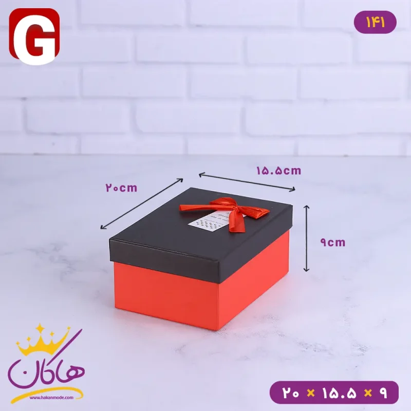 جعبه هدیه قرمز مشکی ساده سایز G