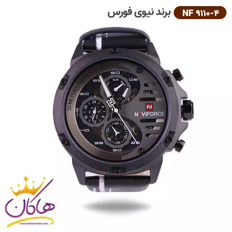 ساعت ناوی فورس مردانه بند چرمی مشکی کد 9110/4 ساعت ناوی فورس مردانه بند چرمی مشکی کد 9110/4