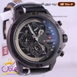 صفحه ساعت نیوی فورس مردانه بند چرمی مشکی فول دیت کد 9110/4
