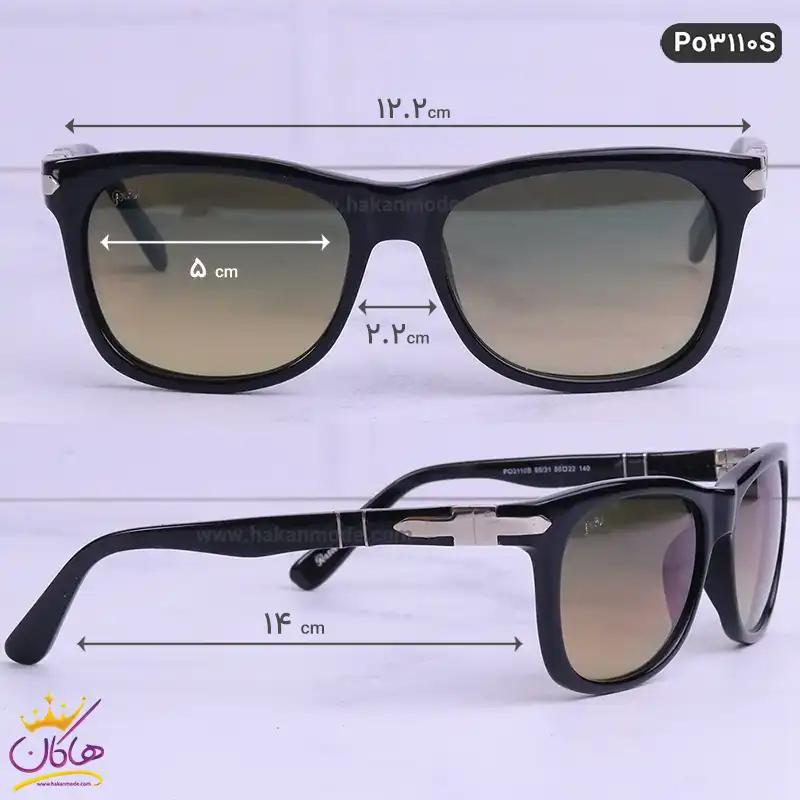 ابعاد عینک پرسول اورجینال مشکی پلار مدل PO3110S