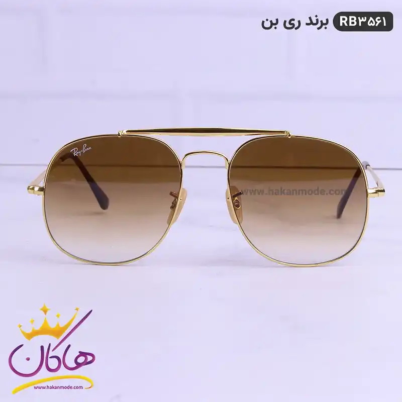 عینک ری بن طلایی قهوه ای اورجینال مدل RB3561 عینک ری بن طلایی قهوه ای اورجینال مدل RB3561