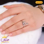 نگشتر زنانه شاخ گوزن نقره ای استنلس استیل