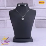 نیم ست نقره نگین مربعی از نمای دور
