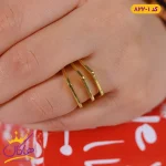 انگشتر زنانه سه لاین شش ضلعی طلایی