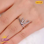 نگشتر زنانه شاخ گوزن نقره ای استنلس استیل