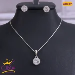 نیم ست نقره نگین دایره ای از نمای رو به رو