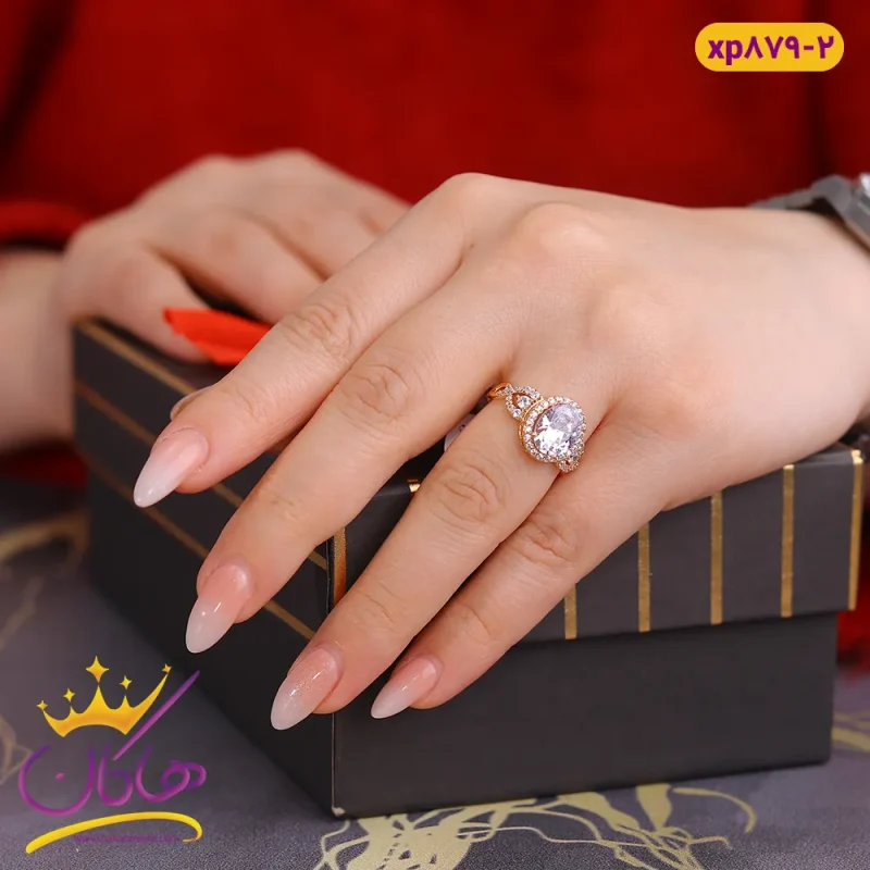 انگشتر زنانه تک نگین بی نهایت نگین سفید