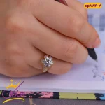 انگشتر زنانه تک نگین طرح گل