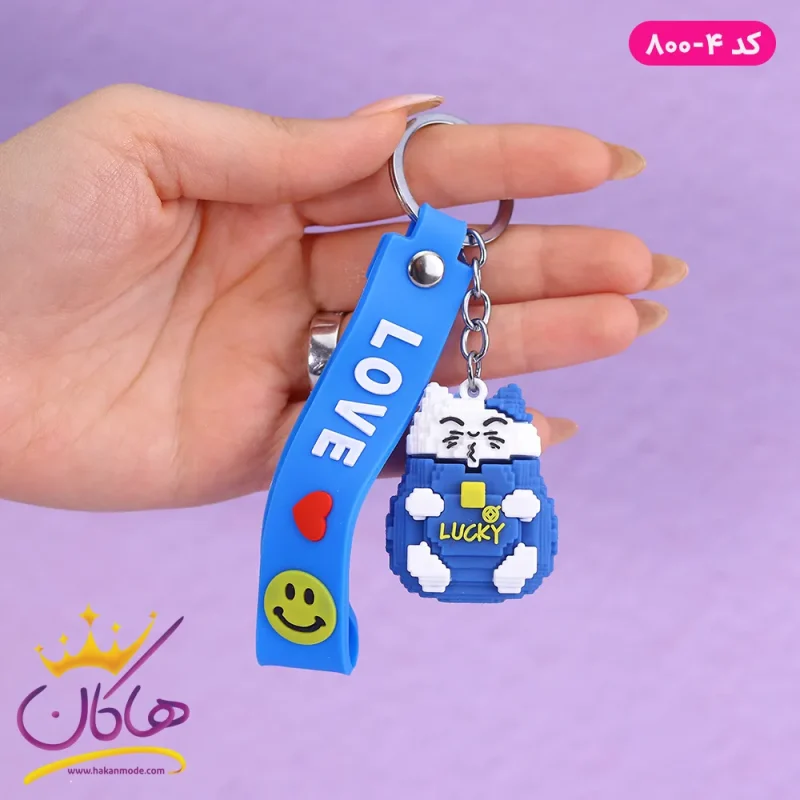 جا کلیدی سیلیکونی گربه پیکسلی آبی