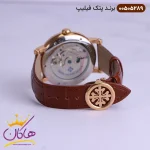 ساعت اتوماتیک پتک فیلیپ رزگلد بند چرم نمای بسته