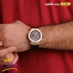 ساعت هابلوت مردانه کرنوگراف رزگلد مشکی صفحه اسکلتون 888/83 نمای روی دست از دور