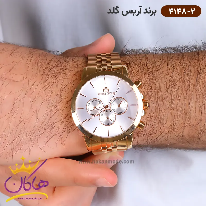 ساعت فول تایم اریس گلد فلزی مردانه G 4148/1 نمای صفحه