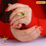 انگشتر استیل زنانه مثلثی ساده طلایی