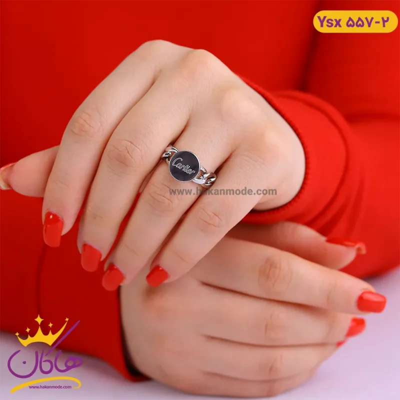 انگشتر استیل زنانه کارتیر نقره ای