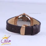 ساعت زنانه لاکسمی بند چرمی قهوه ای قاب رزگلد 8126/5 نمای بسته