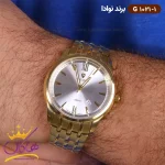 صفحه‌ی ساعت مچی عقربه ای نوادا مردانه فلزی طلایی 1021