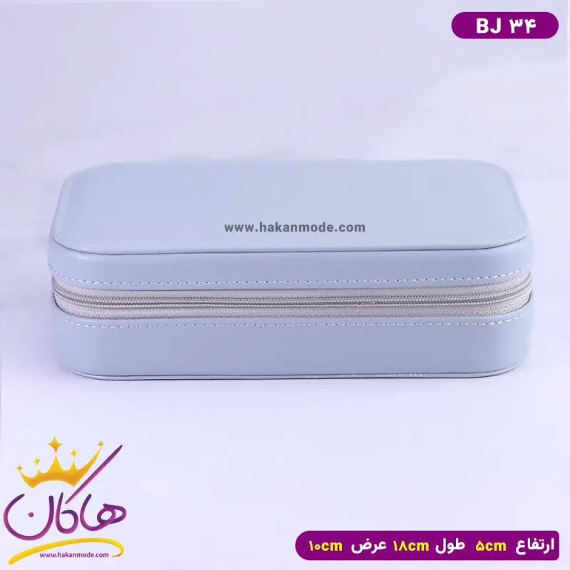 کیف جواهرات چرمی زیپی طوسی