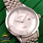 صفحه ساعت الکسا مردانه فلزی نقره ای صفحه ساده کد 0077/2