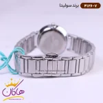 بند ساعت سولیدا زنانه بند استیل نقره ای صفحه سورمه ای 4126/7