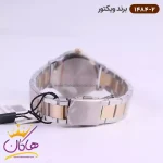 ساعت ویکتور زنانه فلزی نقره ای طلایی صفحه گرد 1484/2 نمای بسته قفل