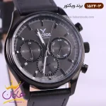 ساعت ویکتور مردانه بند چرم مشکی سه موتوره 1524/3 از نمای نزدیک