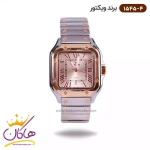 ساعت ویکتور زنانه فلزی نقره ای قاب مربع 1545/4
