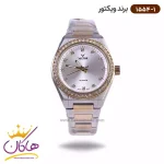 ساعت ویکتور زنانه فلزی قاب طلایی نگین دار 1554/1