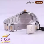 ساعت ویکتور زنانه فلزی قاب طلایی نگین دار 1554/1 نمای باز قفل