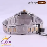 ساعت ویکتور زنانه فلزی قاب طلایی نگین دار 1554/1 نمای بسته قفل