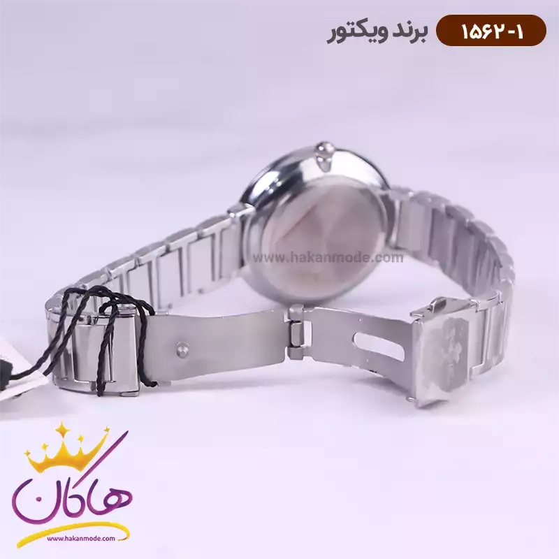 ساعت ویکتور زنانه فلزی تمام نقره ای قاب نگین 1562/1 2 ساعت ویکتور زنانه فلزی تمام نقره ای قاب نگین 1562/1 نمای باز قفل
