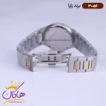 قفل ساعت زارا بند فلزی زنانه نقره ای طلایی صفحه سفید 3056