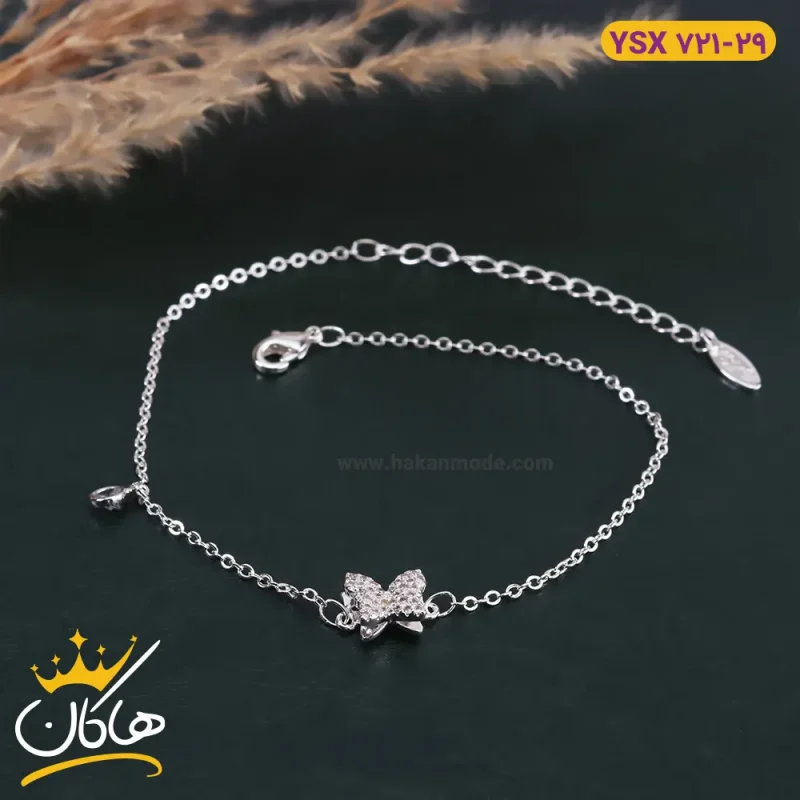 پابند استیل زنانه طرح پروانه سفید