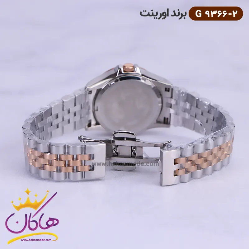 ساعت اورینت فلزی ست نقره ای رزگلد کد 9366 نمای قفل