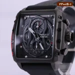 صفحه‌ی ساعت فروچی مردانه بند رابر مشکی قاب مربع کرنوگراف 23001s/1