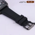 قفل ساعت فروچی مردانه بند رابر مشکی قاب مربع کرنوگراف 23001s/1