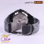 قفل ساعت فروچی مردانه فلزی اتوماتیک مشکی صفحه اسکلتون 03214/3