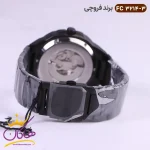 بند ساعت فروچی مردانه فلزی اتوماتیک مشکی صفحه اسکلتون 03214/3